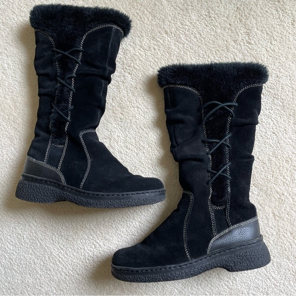 Naturalizer Suede Leather Winter Boot Faux Fur Lined Full Zipper Size 6.5 Black - Picture 2 of 9